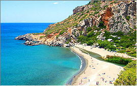 Preveli: Blick auf den Strand und die Bucht