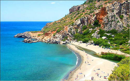 Preveli: View of the beach and the bay
